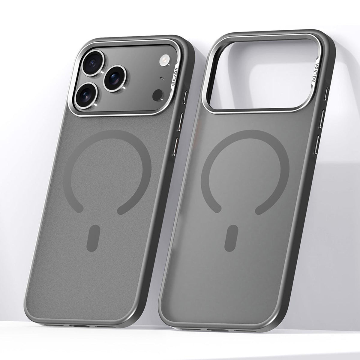 Compatible with iPhone 18 Pro Max SULADA Light Sand MagSafe Magnetic PC Dual-Layer TPU Phone Case - Grey