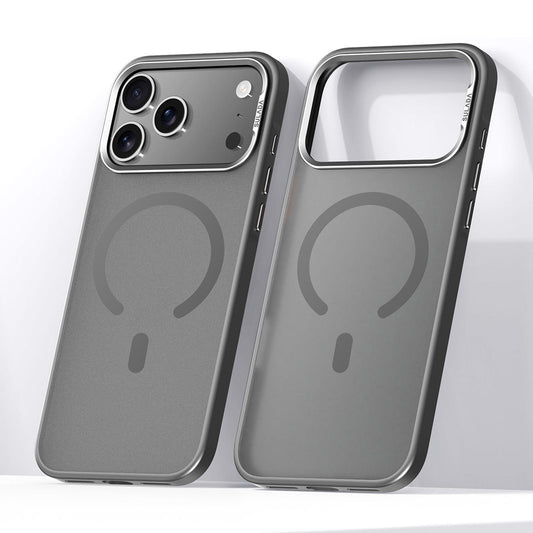 Compatible with iPhone 18 Pro Max SULADA Light Sand MagSafe Magnetic PC Dual-Layer TPU Phone Case - Grey