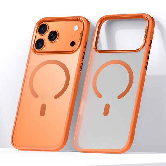 Compatible with iPhone 18 Pro Max SULADA Light Sand MagSafe Magnetic PC Dual-Layer TPU Phone Case - Orange