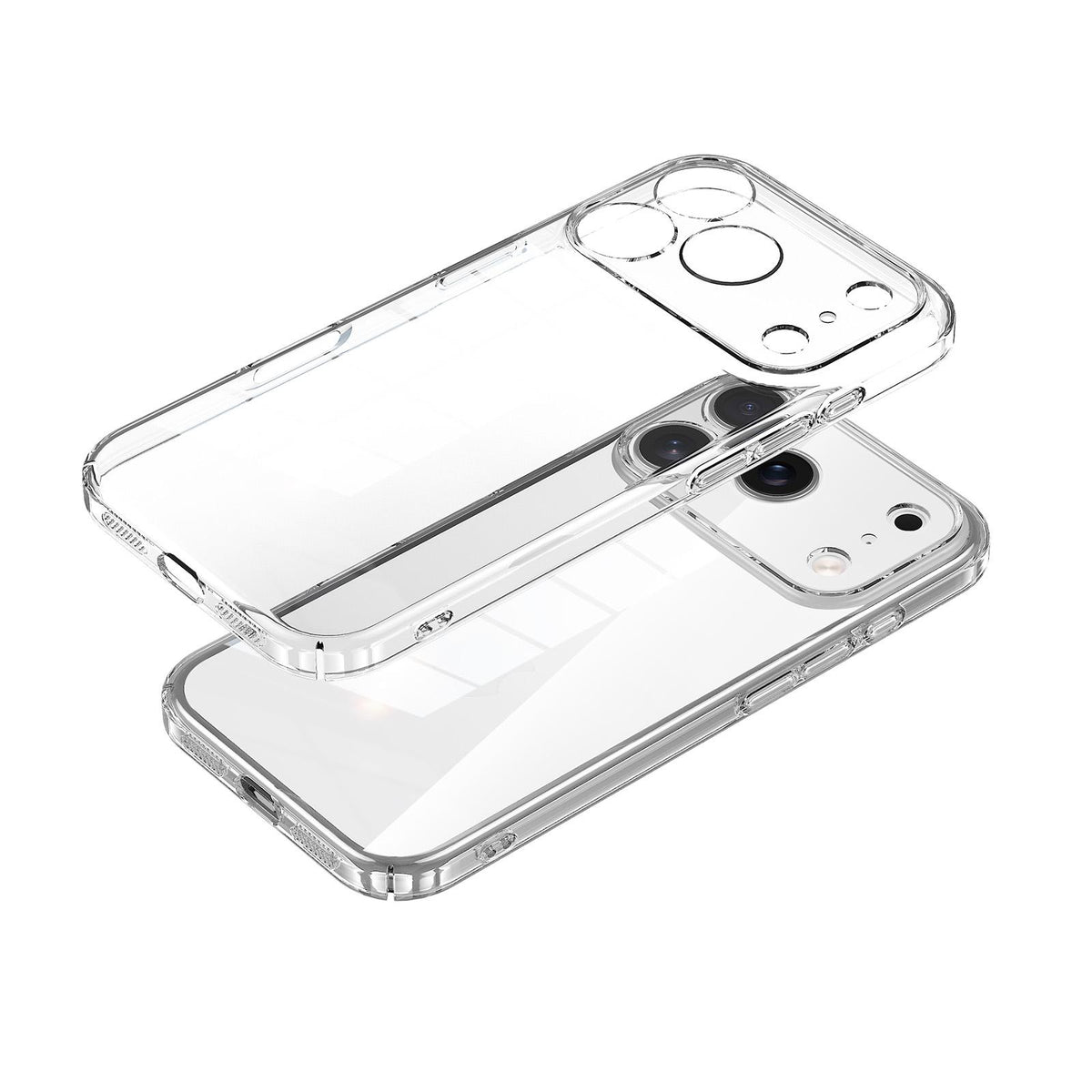 Compatible with iPhone 18 Pro Max SULADA Crystal-Coated Clear PC Dual-Layer TPU Phone Case - Transparent