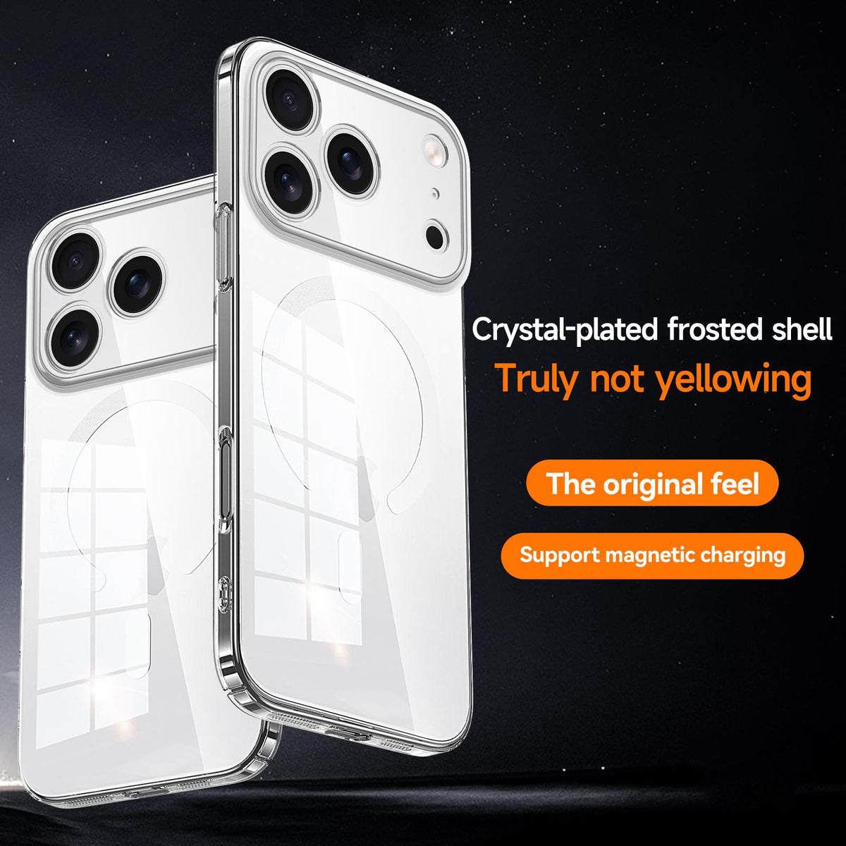 Compatible with iPhone 18 Pro Max SULADA Crystal-Coated Clear PC Dual-Layer TPU Phone Case - Transparent