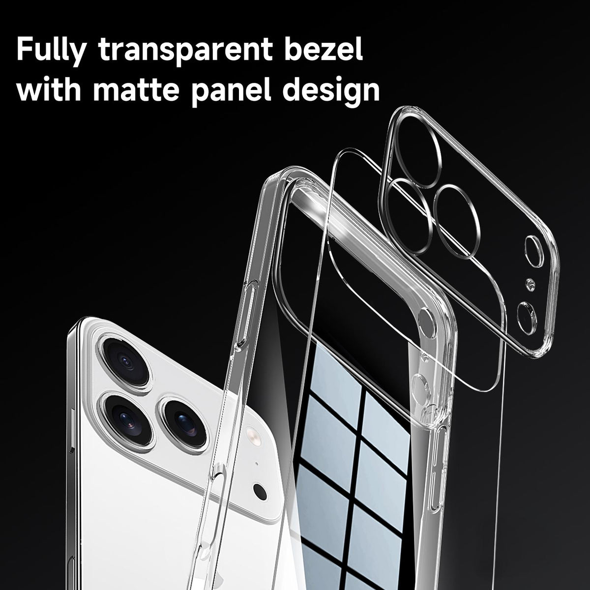 Compatible with iPhone 18 Pro Max SULADA Crystal-Coated Clear PC Dual-Layer TPU Phone Case - Transparent