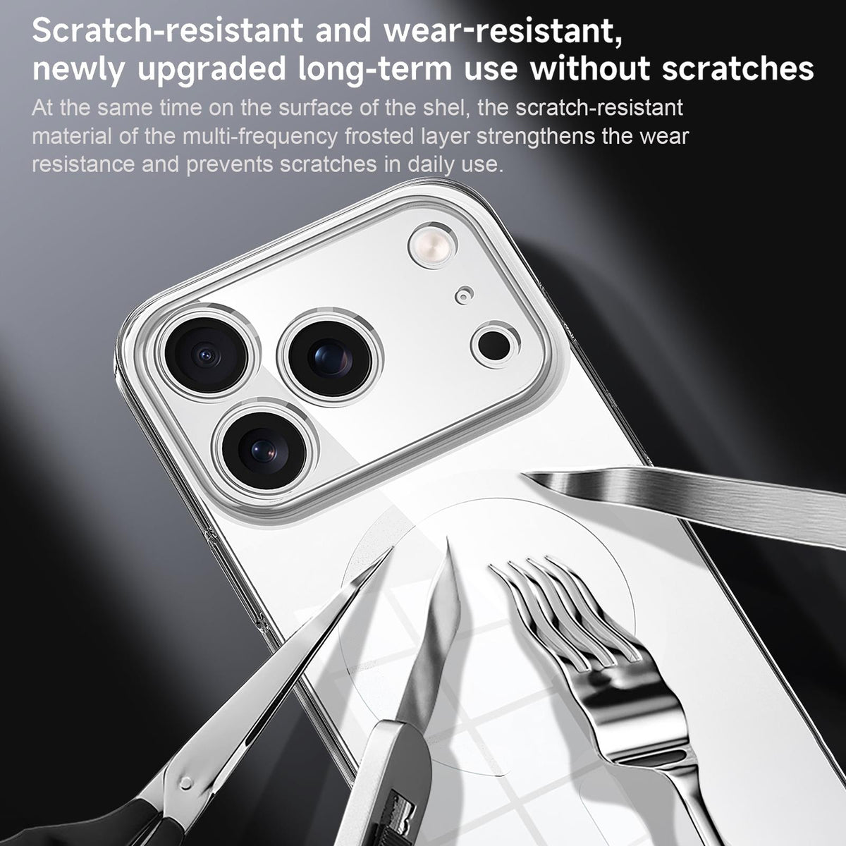 Compatible with iPhone 18 Pro Max SULADA Crystal-Coated Clear PC Dual-Layer TPU Phone Case - Transparent