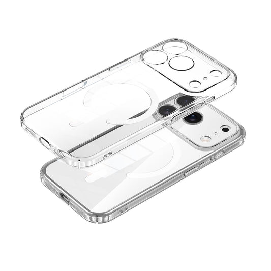 Compatible with iPhone 18 Pro Max SULADA Crystal-Coated Clear Magnetic PC Dual-Layer TPU Phone Case - Transparent