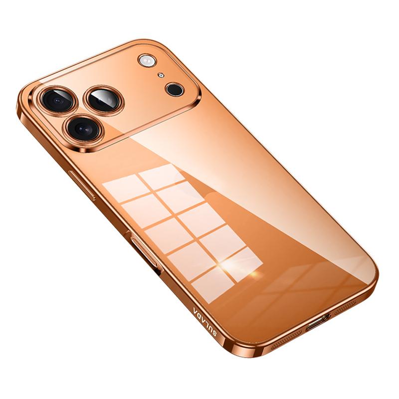 Compatible with iPhone 18 Pro SULADA Shine Through Series Plating TPU Transparent Phone Case - Orange