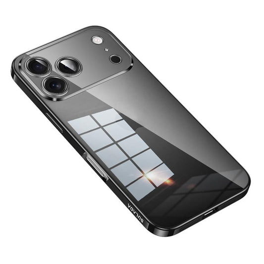 Compatible with iPhone 18 Pro Max SULADA Shine Through Series Plating TPU Transparent Phone Case - Space Black