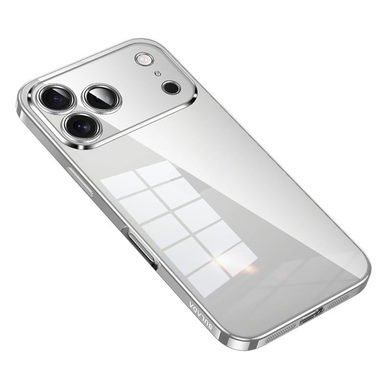 Compatible with iPhone 18 Pro Max SULADA Shine Through Series Plating TPU Transparent Phone Case - Silver