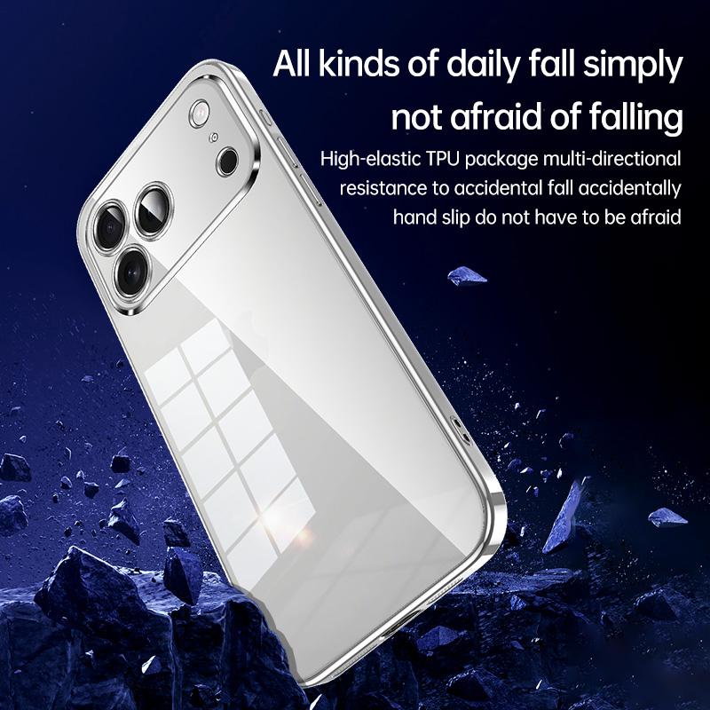 Compatible with iPhone 18 Pro Max SULADA Shine Through Series Plating TPU Transparent Phone Case - Dark Purple