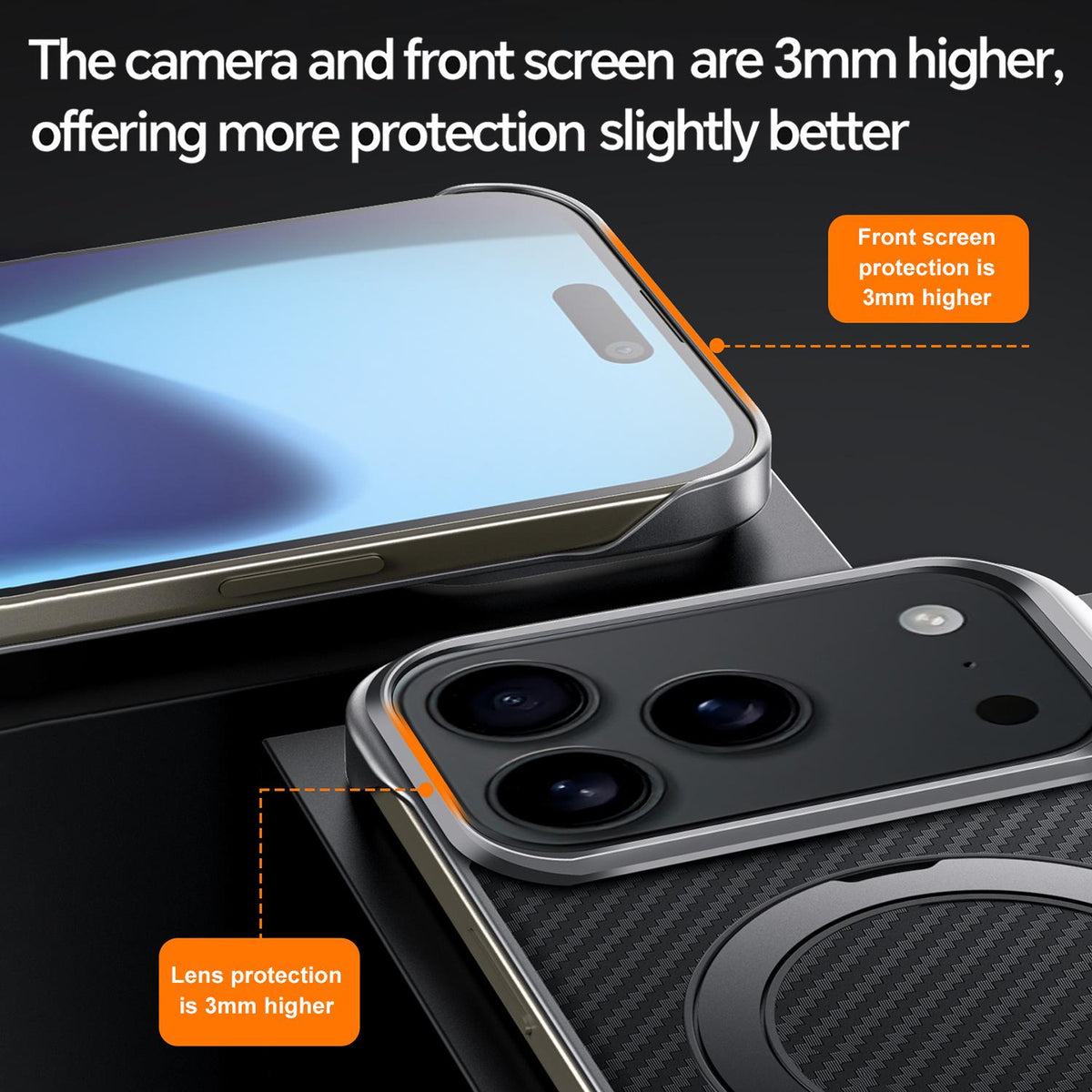 Compatible with iPhone 18 Pro Max SULADA Kevlar Texture MagSafe Magnetic Holder Phone Case - Blue