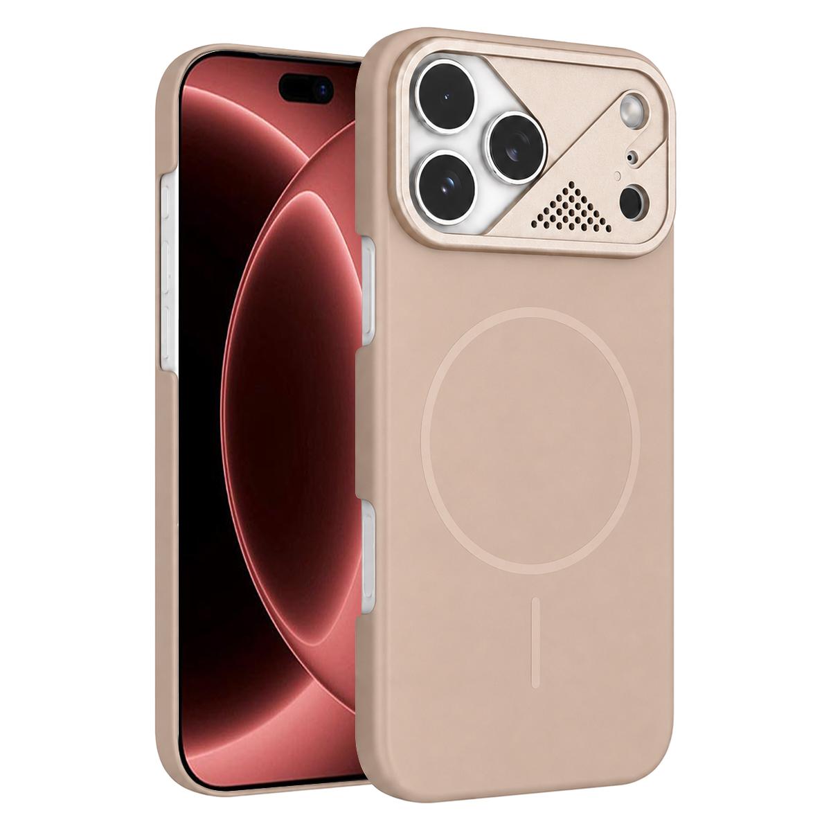 Compatible with iPhone 18 Pro Ultra-thin Gold Armor PC Magnetic Phone Case - Desert Gold