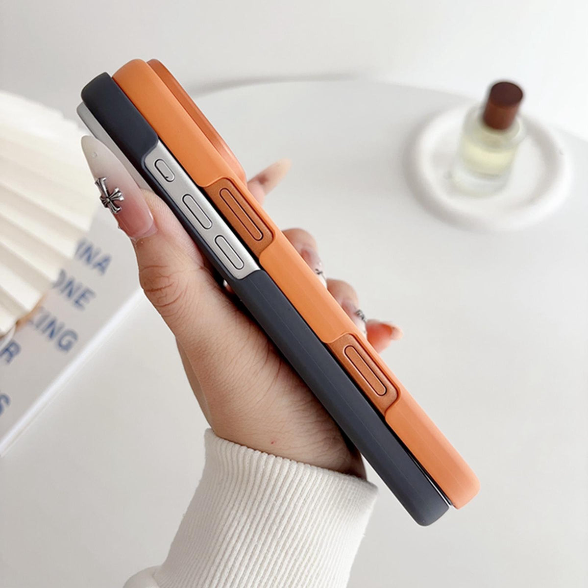 Compatible with iPhone 18 Pro Max Ultra-thin Gold Armor PC Magnetic Phone Case - Orange