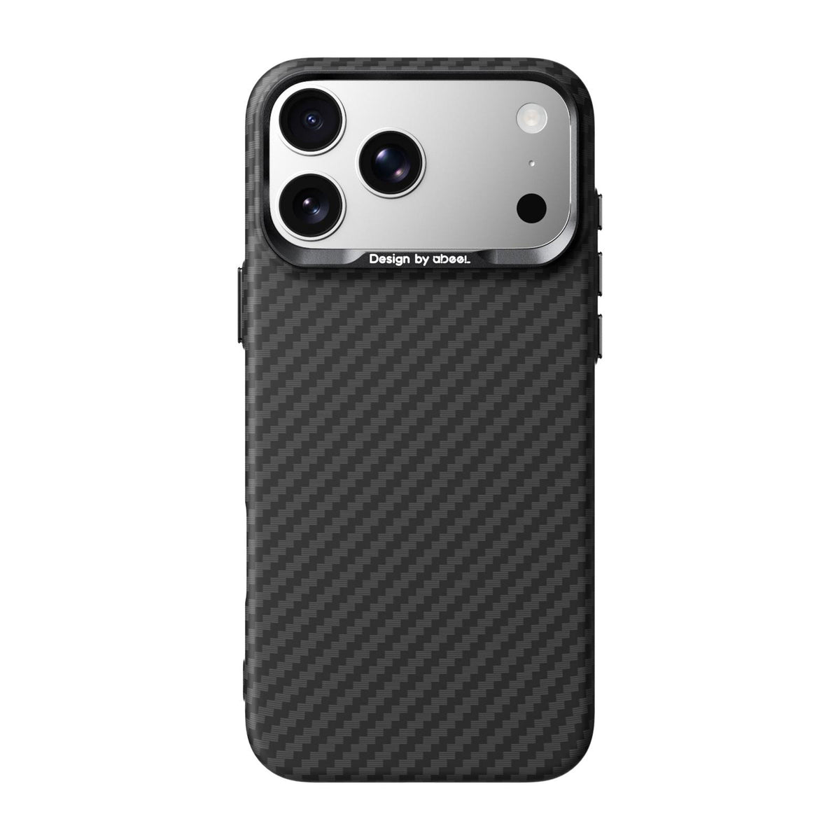 Compatible with iPhone 18 Pro Max ABEEL Lightweight Zero Feel Series Lyocell Fiber Water Adhesive Magnetic Phone Case - Carbon Fiber Black