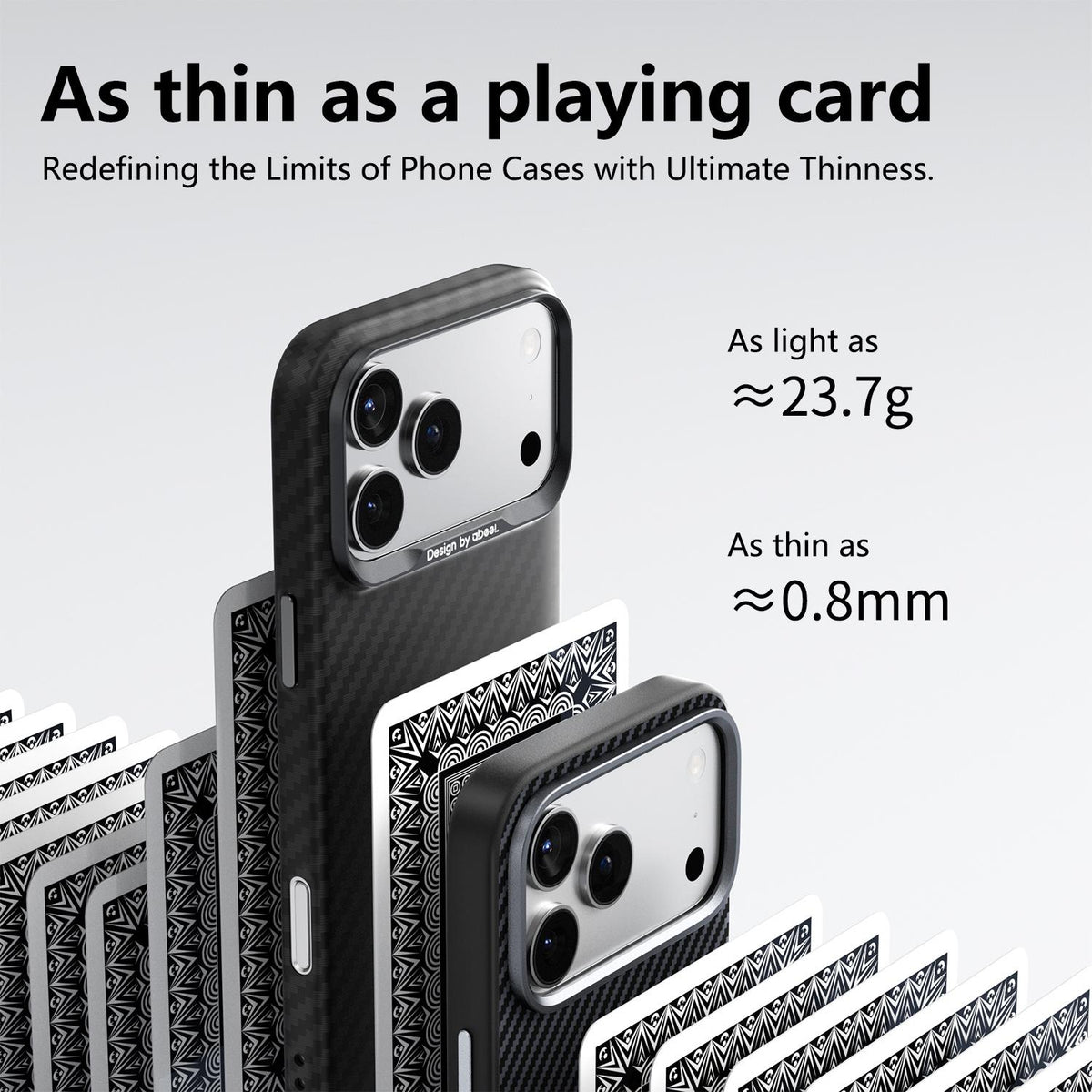 Compatible with iPhone 18 Pro Max ABEEL Lightweight Zero Feel Series Lyocell Fiber Water Adhesive Magnetic Phone Case - Small Meander Carbon Fiber