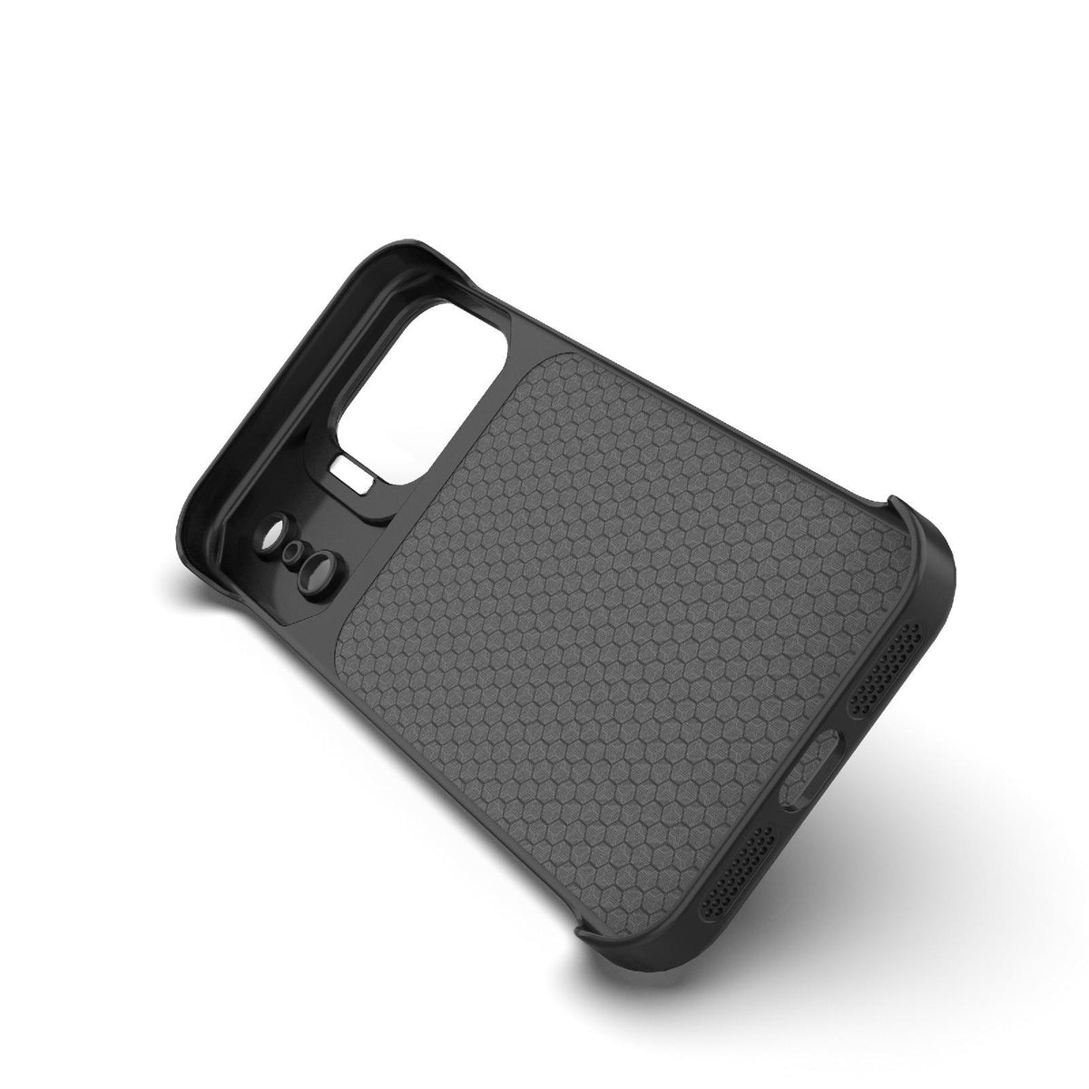 Compatible with iPhone 18 Pro Max Frameless Half-Wrapped Carbon Fiber Texture PC Magnetic Phone Case - Black