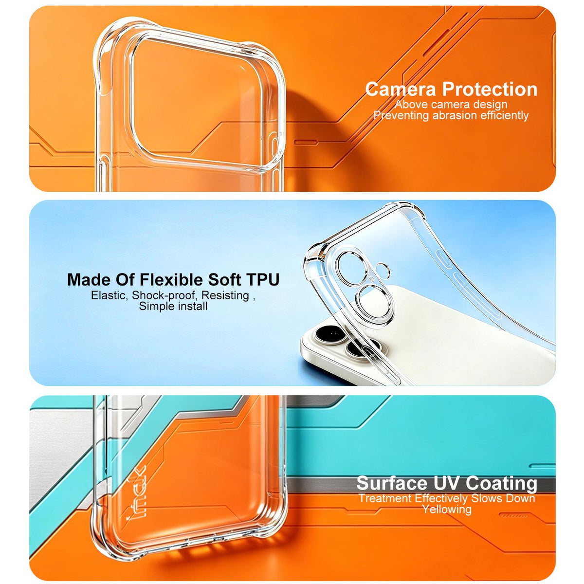 Compatible with iPhone 18 Pro Max imak Shockproof Airbag TPU Phone Case - Transparent