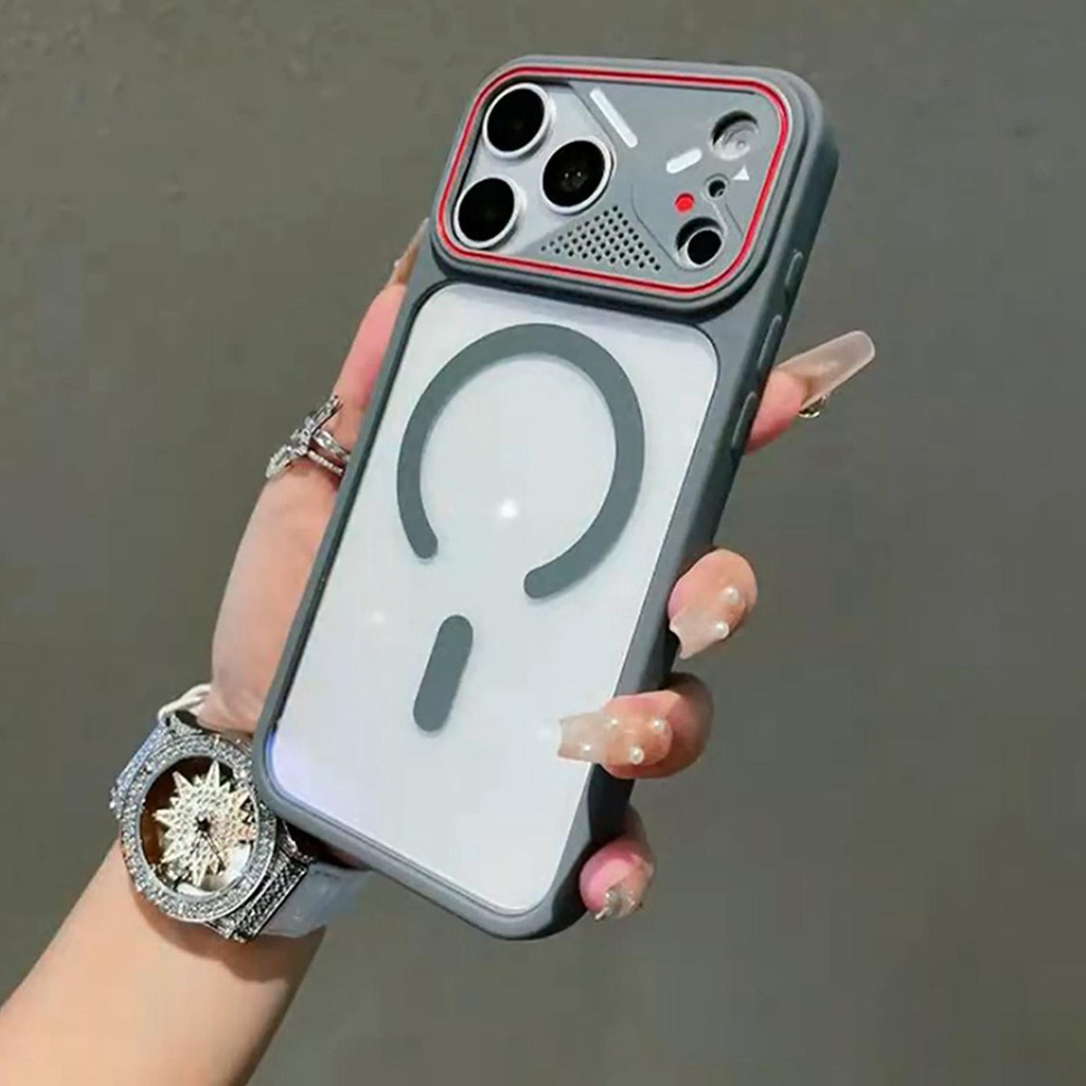 Compatible with iPhone 18 Pro Max Mirror Shield Iridescent Color Magnetic Phone Case - Brown