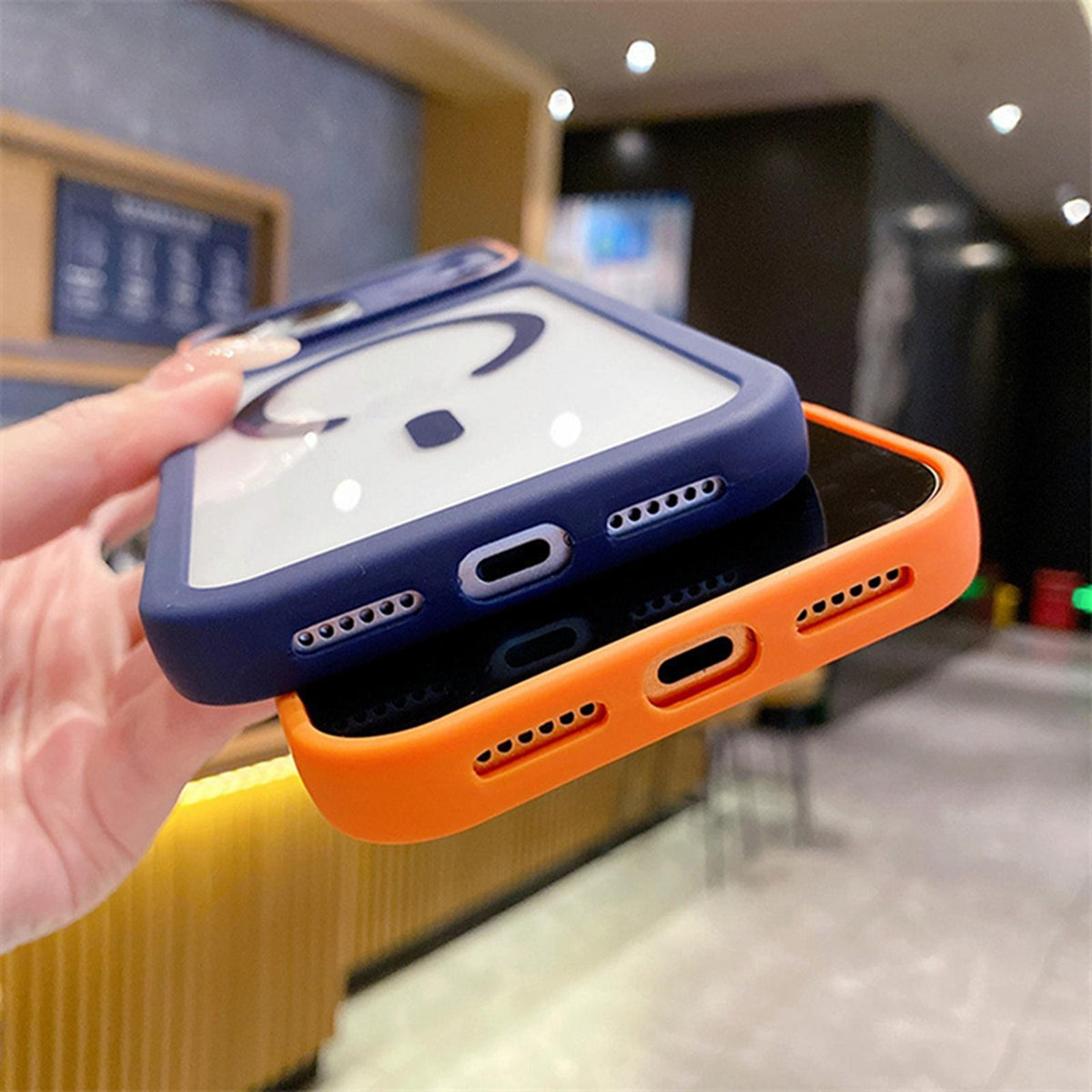 Compatible with iPhone 18 Pro Max Mirror Shield Iridescent Color Magnetic Phone Case - Orange