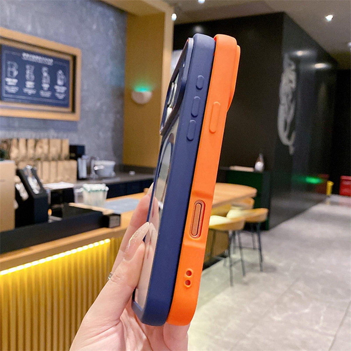 Compatible with iPhone 18 Pro Max Mirror Shield Iridescent Color Magnetic Phone Case - Orange