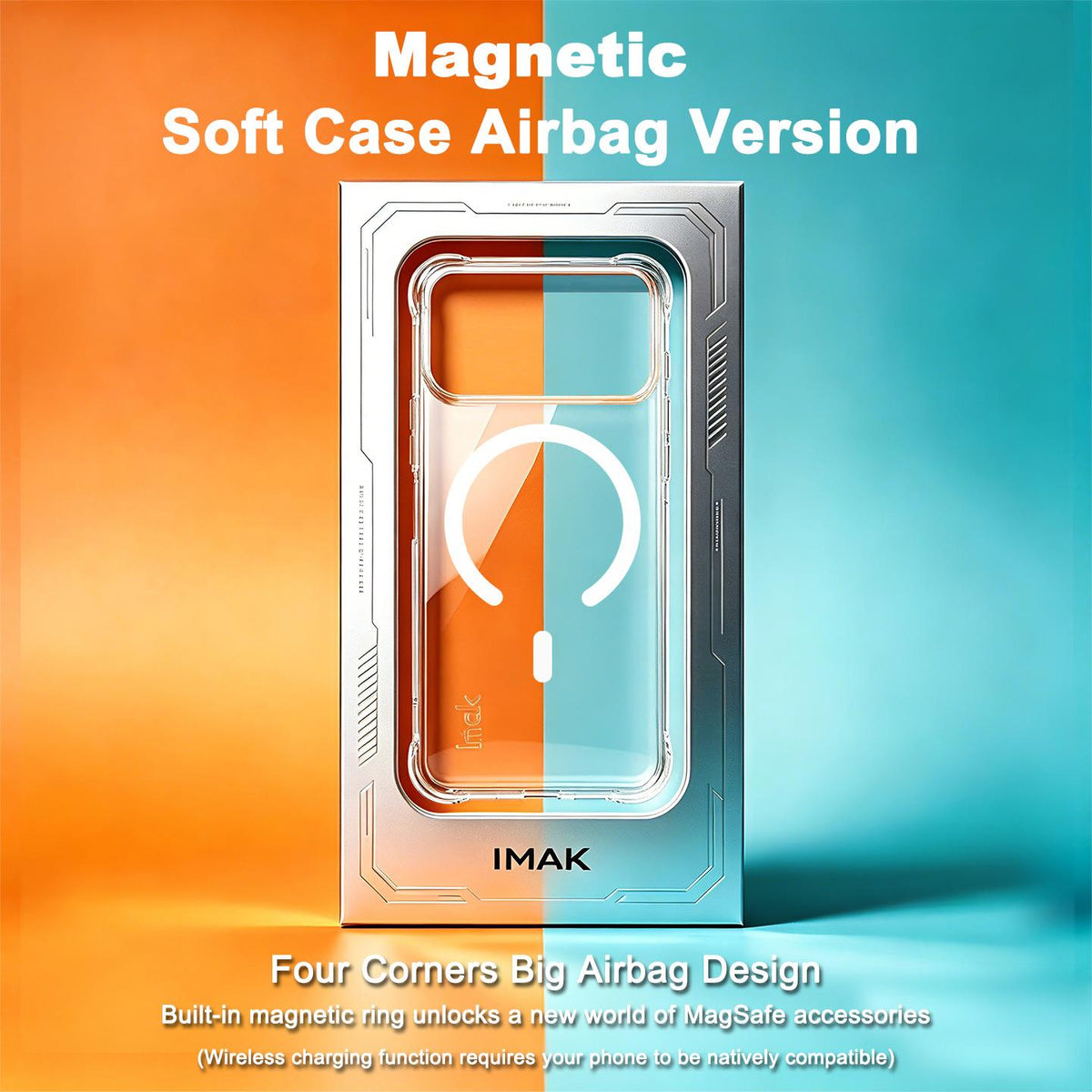 Compatible with iPhone 18 Pro Max imak Magnetic Shockproof Airbag TPU Phone Case - Transparent