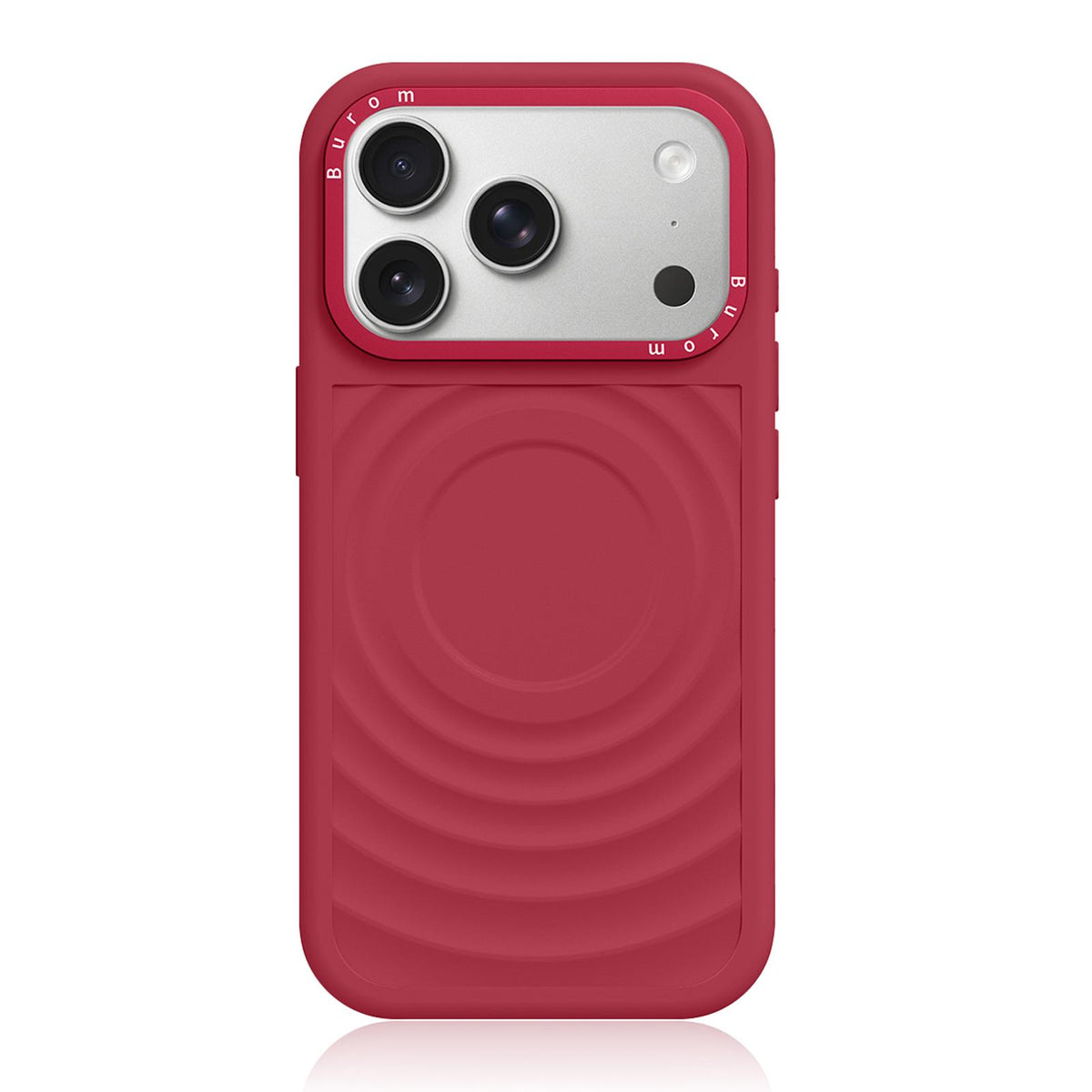 Compatible with iPhone 18 Pro Max Liquid Silicone Frame Dual-Layer Ripple Back Panel Magnetic Phone Case - Red