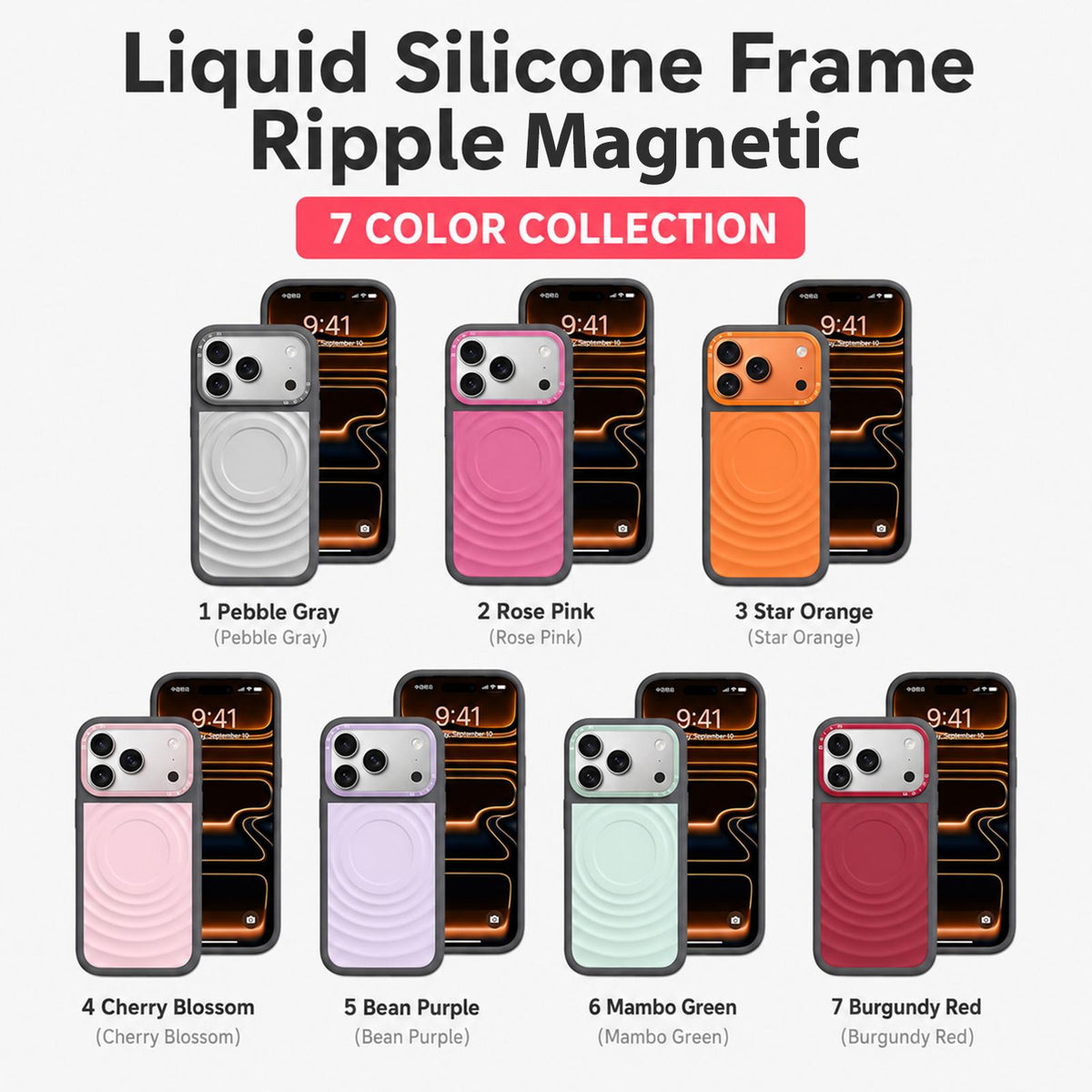 Compatible with iPhone 18 Pro Max Liquid Silicone Frame Dual-Layer Ripple Back Panel Magnetic Phone Case - Green