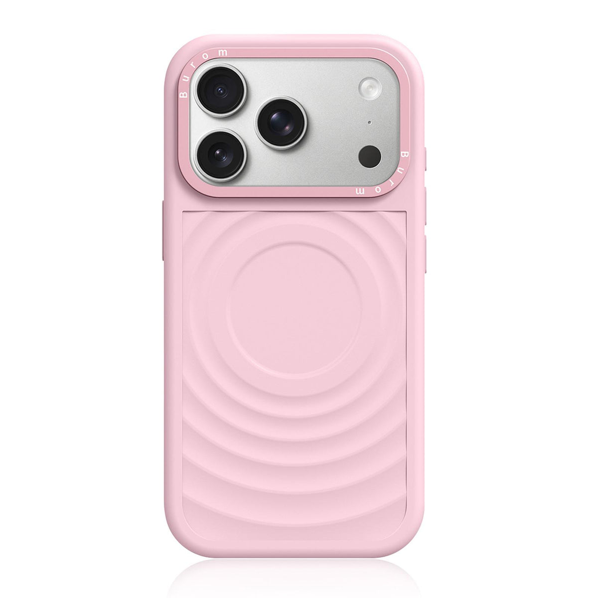 Compatible with iPhone 18 Pro Max Liquid Silicone Frame Dual-Layer Ripple Back Panel Magnetic Phone Case - Light Pink