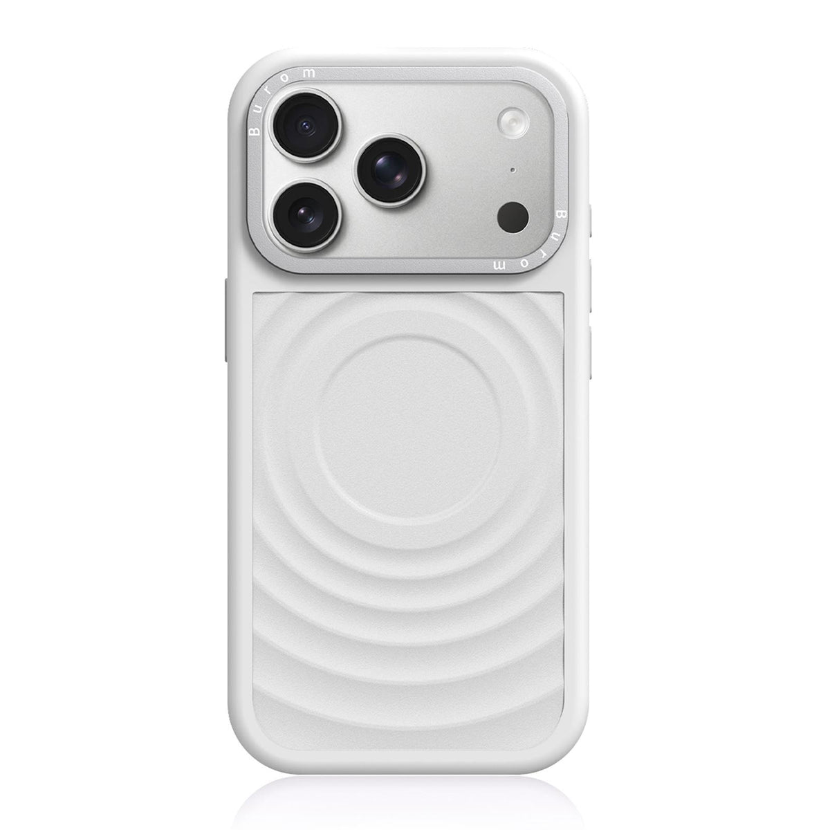 Compatible with iPhone 18 Pro Liquid Silicone Frame Dual-Layer Ripple Back Panel Magnetic Phone Case - White