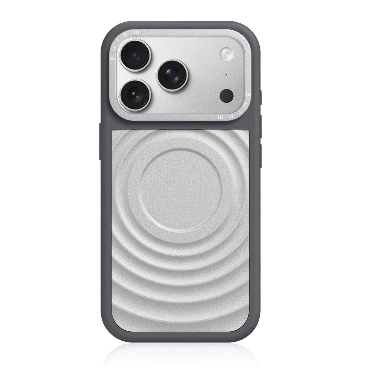 Compatible with iPhone 18 Pro Liquid Silicone Frame Dual-Layer Ripple Back Panel Magnetic Phone Case - Silver