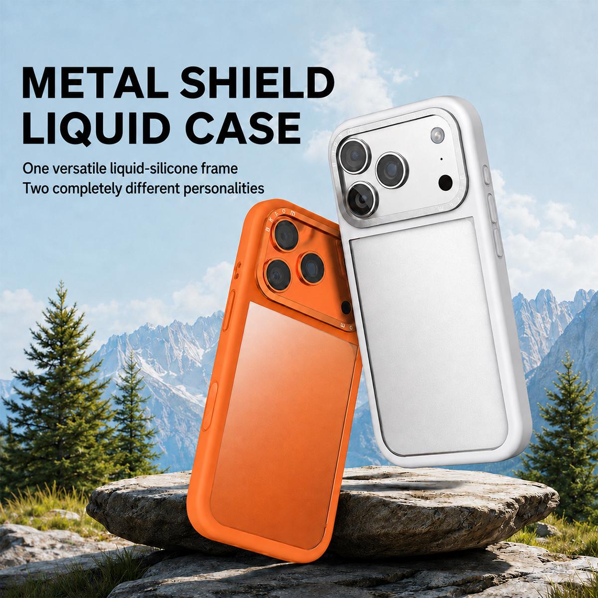Compatible with iPhone 18 Pro Max Liquid Silicone Frame Dual-Layer Clear Acrylic Back Panel Phone Case - White