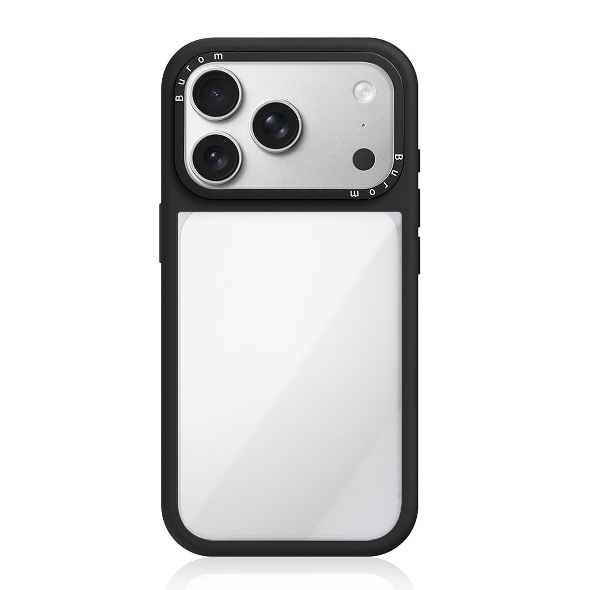Compatible with iPhone 18 Pro Max Liquid Silicone Frame Dual-Layer Clear Acrylic Back Panel Phone Case - Black