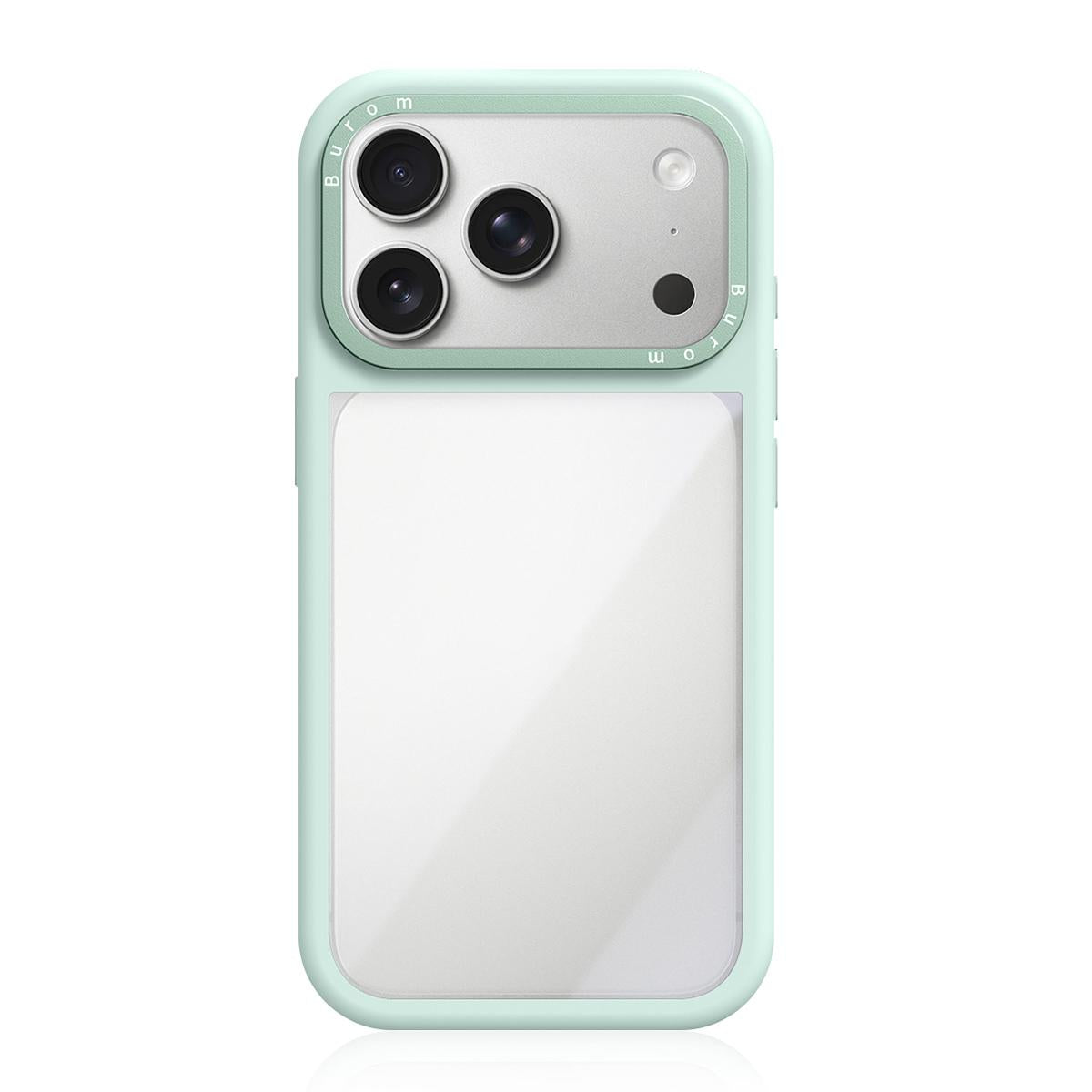Compatible with iPhone 18 Pro Max Liquid Silicone Frame Dual-Layer Clear Acrylic Back Panel Phone Case - Green