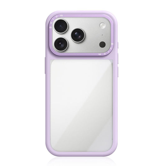 Compatible with iPhone 18 Pro Max Liquid Silicone Frame Dual-Layer Clear Acrylic Back Panel Phone Case - Purple