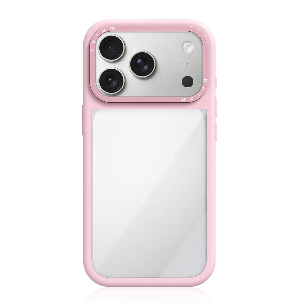Compatible with iPhone 18 Pro Liquid Silicone Frame Dual-Layer Clear Acrylic Back Panel Phone Case - Light Pink
