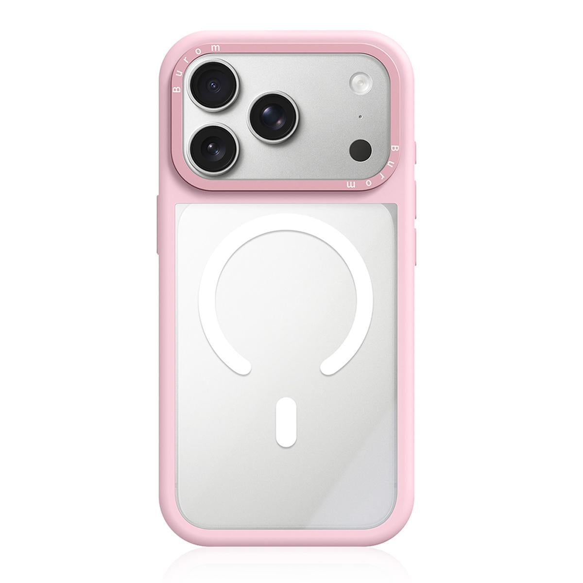 Compatible with iPhone 18 Pro Liquid Silicone Frame Dual-Layer Clear Back Panel Magnetic Phone Case - Light Pink