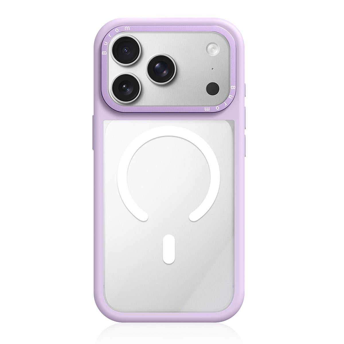 Compatible with iPhone 18 Pro Liquid Silicone Frame Dual-Layer Clear Back Panel Magnetic Phone Case - Purple