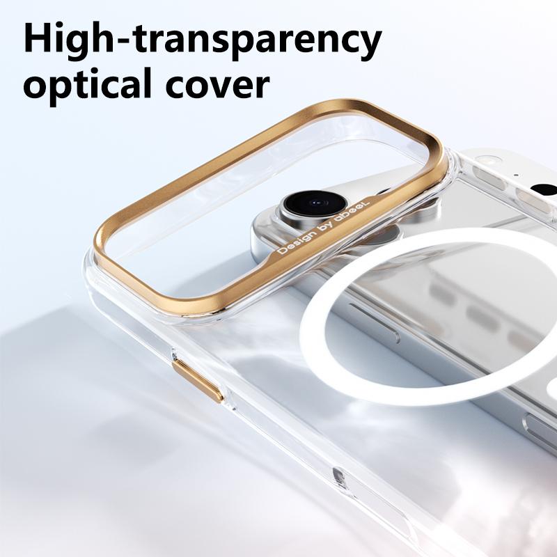 Compatible with iPhone 18 Pro Max ABEEL Transparent Magnetic Hardened PC Phone Case - White