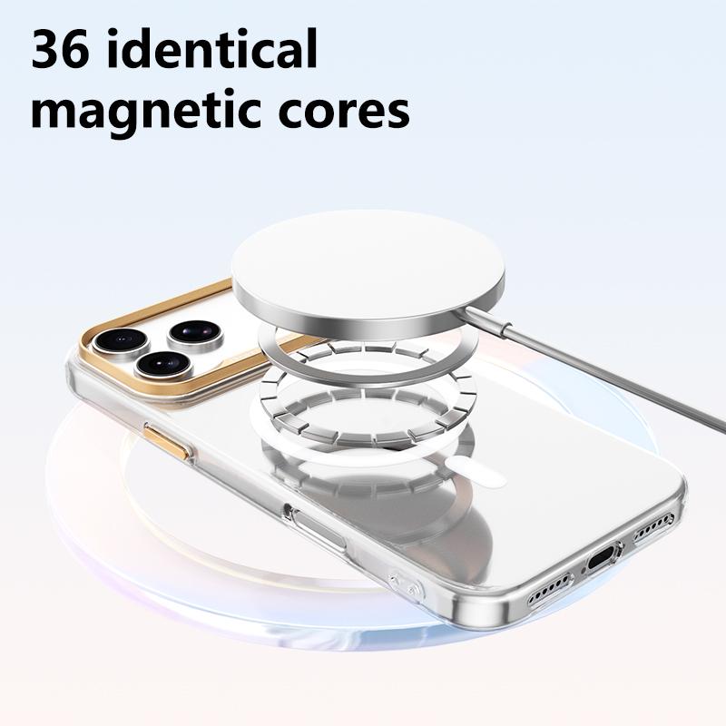 Compatible with iPhone 18 Pro Max ABEEL Transparent Magnetic Hardened PC Phone Case - White