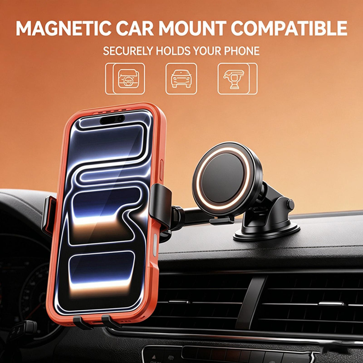 Compatible with iPhone 18 Pro Max Silicone Magnetic Anti-drop Protective Phone Case - Orange