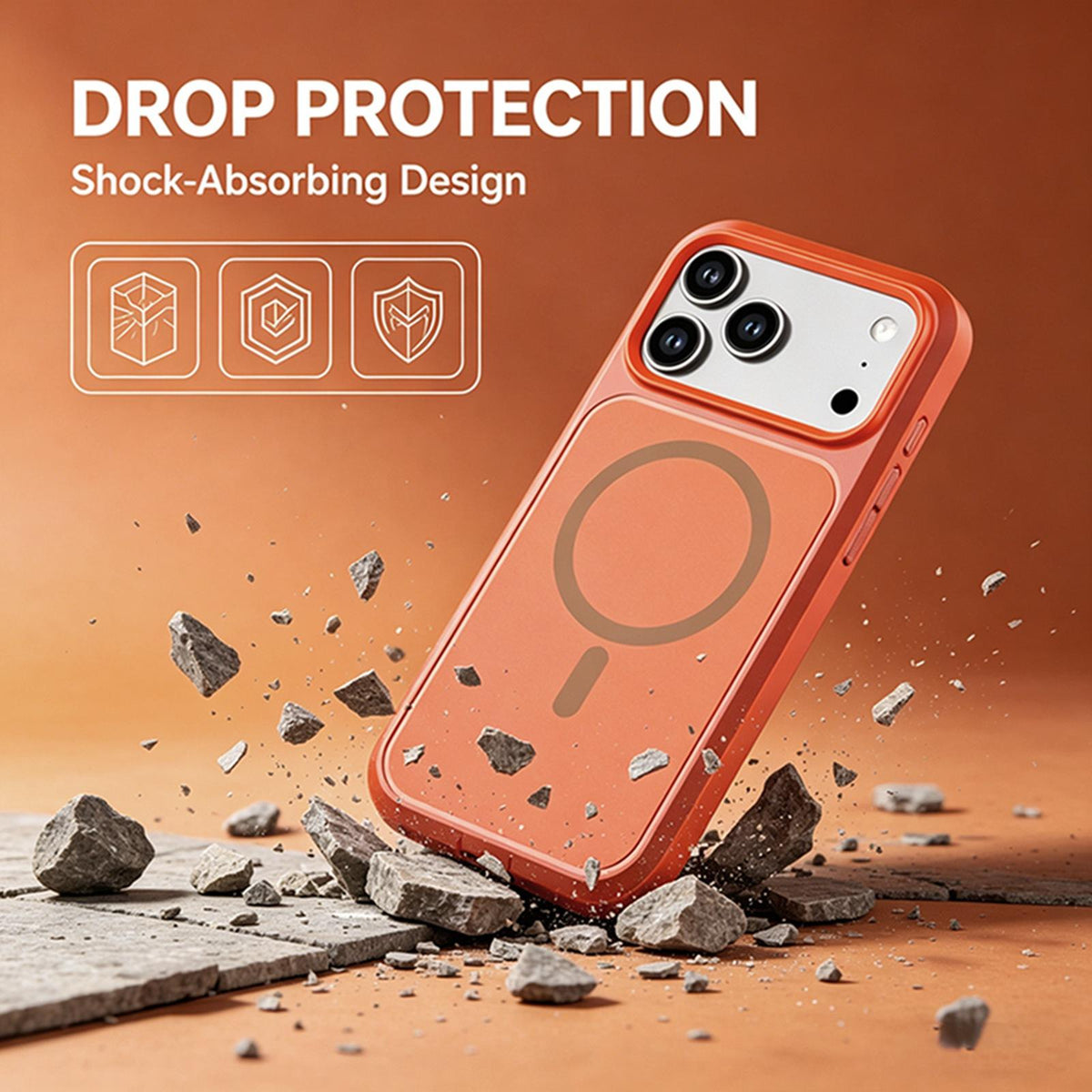 Compatible with iPhone 18 Pro Max Silicone Magnetic Anti-drop Protective Phone Case - Orange