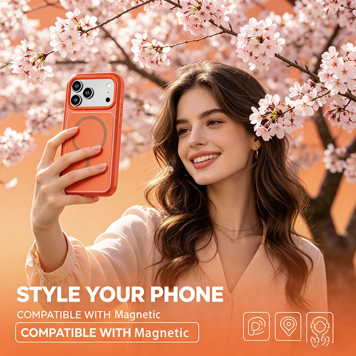 Compatible with iPhone 18 Pro Max Silicone Magnetic Anti-drop Protective Phone Case - Orange