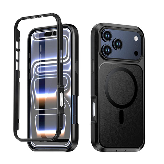 Compatible with iPhone 18 Pro Max Silicone Magnetic Anti-drop Protective Phone Case - Black + Black