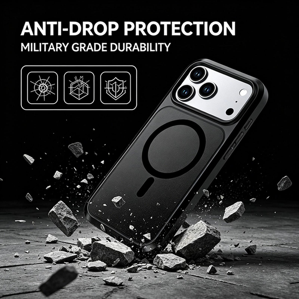 Compatible with iPhone 18 Pro Max Silicone Magnetic Anti-drop Protective Phone Case - Black + Black