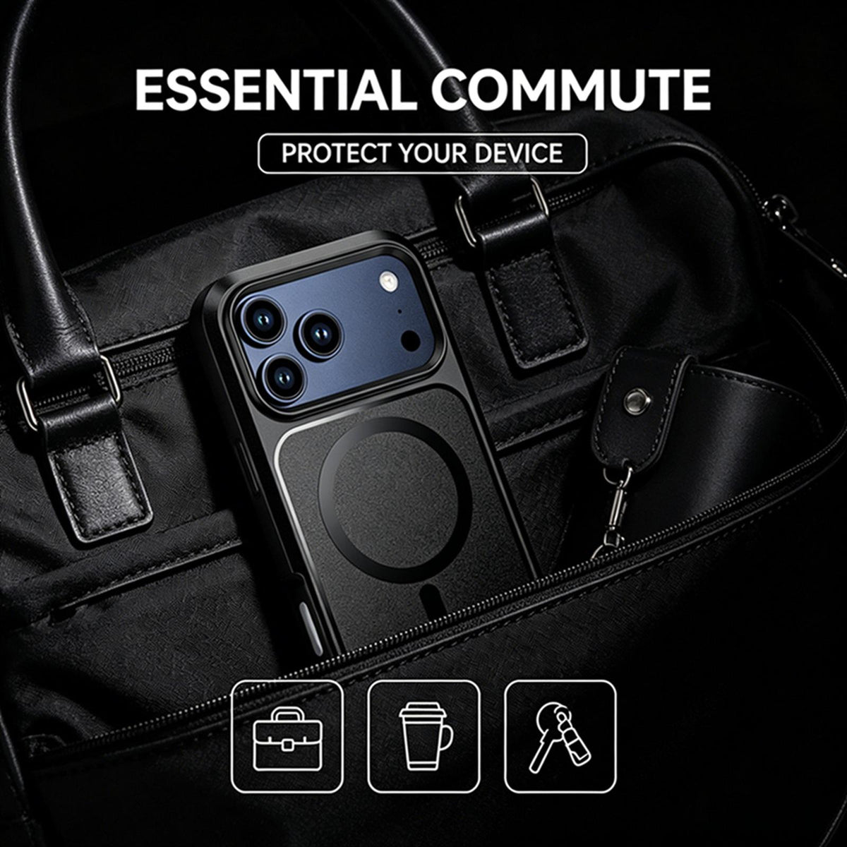 Compatible with iPhone 18 Pro Max Silicone Magnetic Anti-drop Protective Phone Case - Black + Black