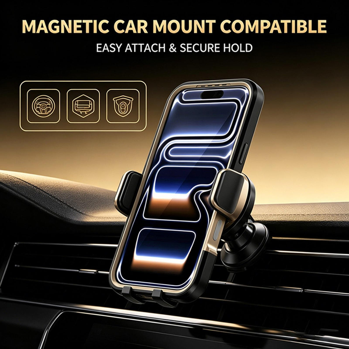 Compatible with iPhone 18 Pro Max Silicone Magnetic Anti-drop Protective Phone Case - Black + Gold