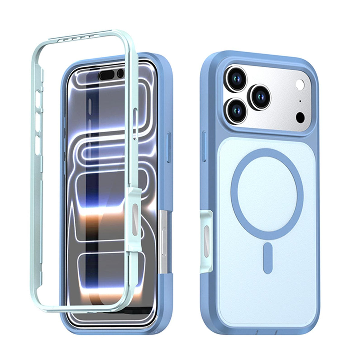 Compatible with iPhone 18 Pro Max Silicone Magnetic Anti-drop Protective Phone Case - Light Blue