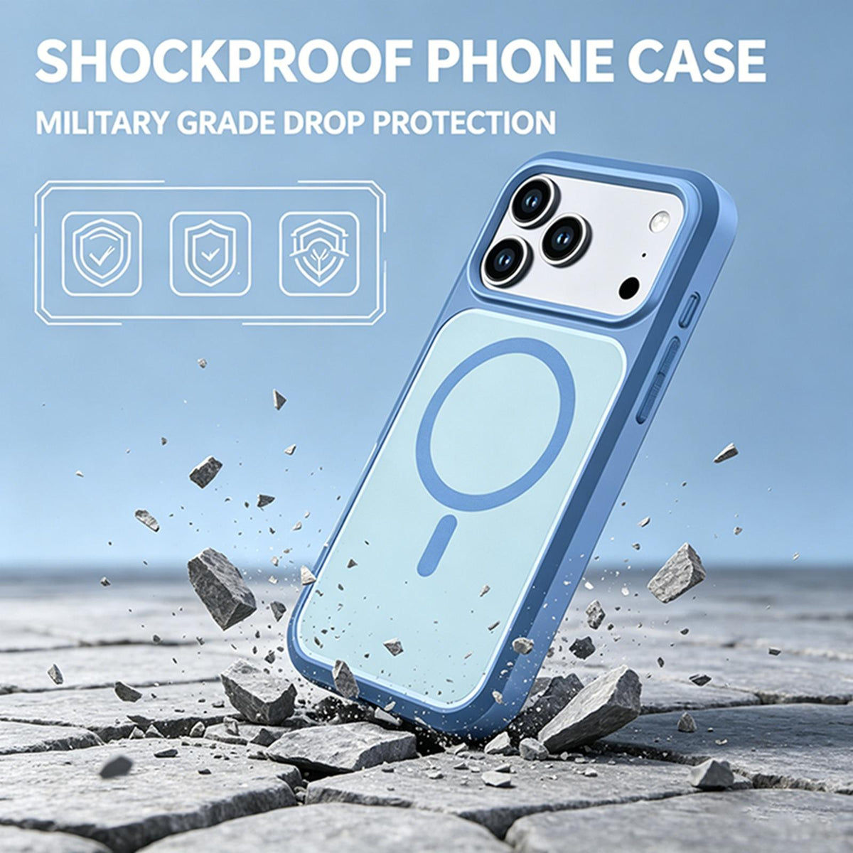 Compatible with iPhone 18 Pro Silicone Magnetic Anti-drop Protective Phone Case - Light Blue