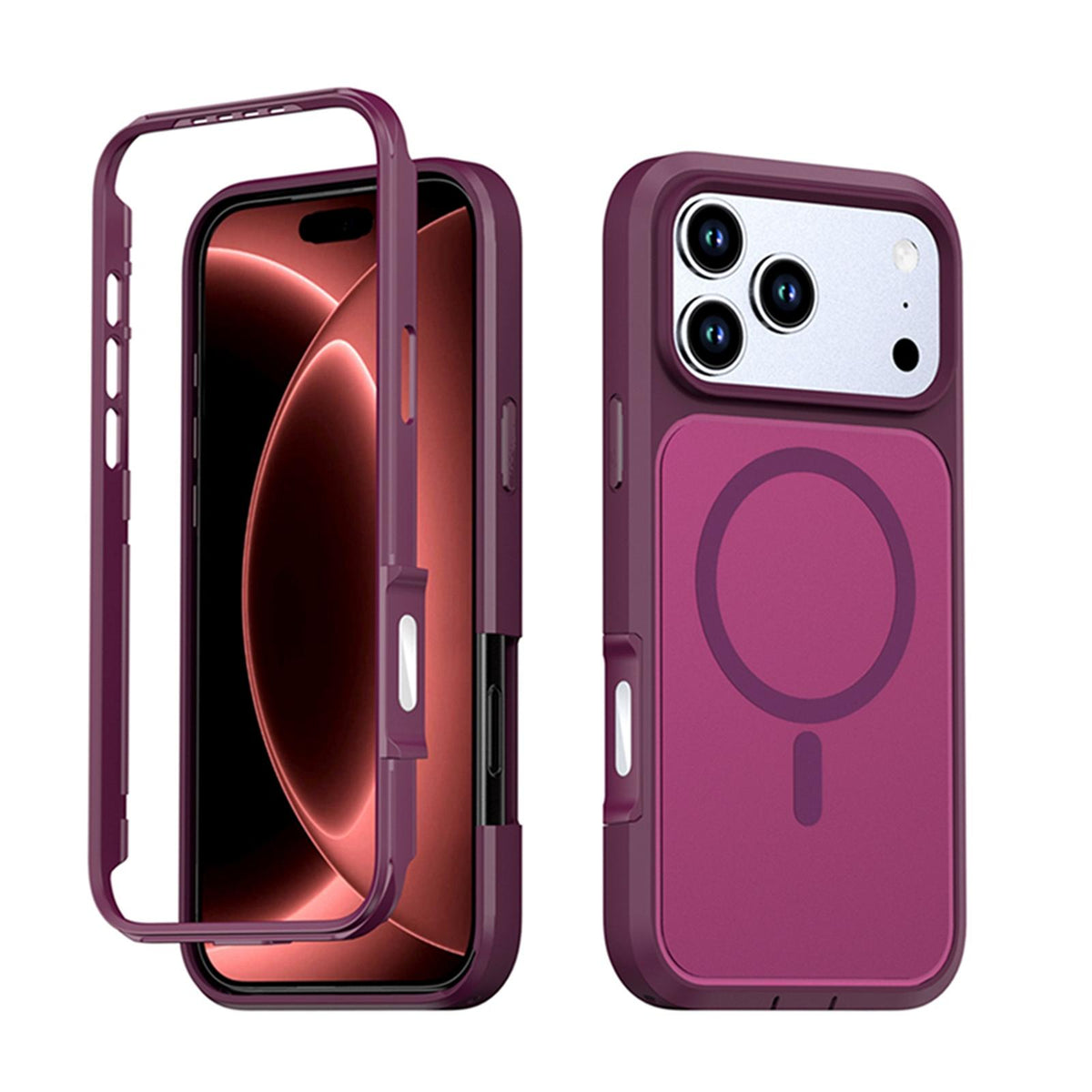 Compatible with iPhone 18 Pro Silicone Magnetic Anti-drop Protective Phone Case - Wine