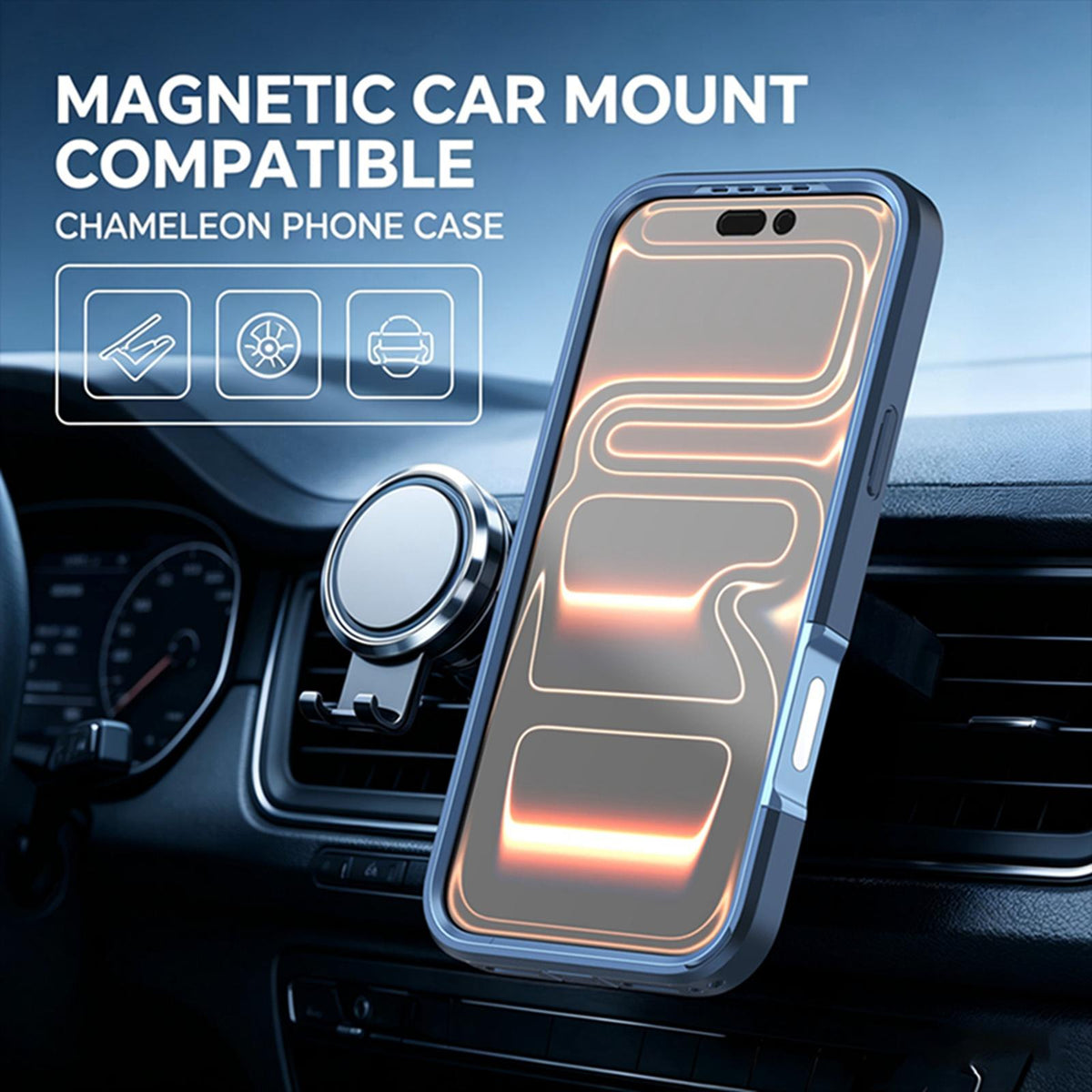 Compatible with iPhone 18 Pro Silicone Magnetic Anti-drop Protective Phone Case with 360 Rotating Holder - Blue