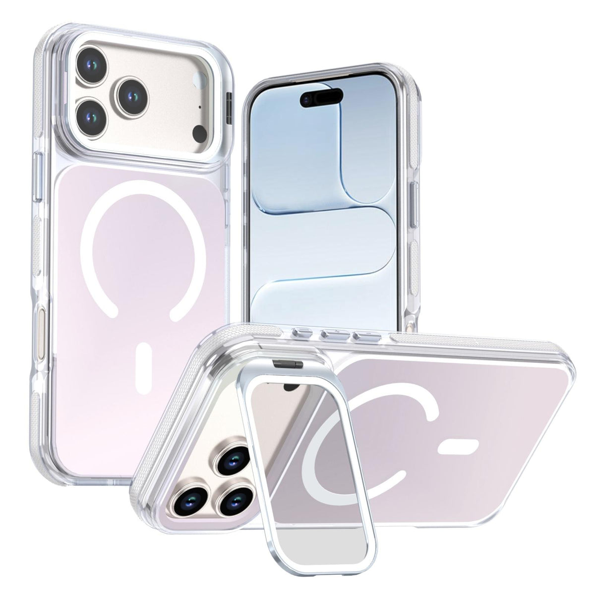 Compatible with iPhone 18 Pro Max Chameleon Gen2 Lens Cover Kickstand Magnetic Phone Case - White