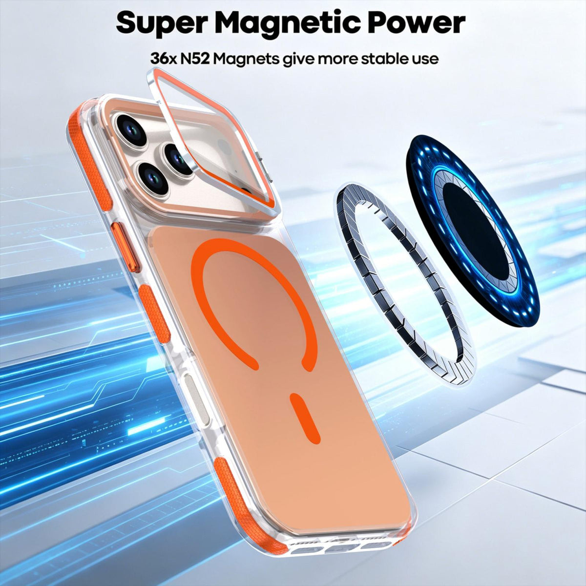Compatible with iPhone 18 Pro Max Chameleon Gen2 Lens Cover Kickstand Magnetic Phone Case - Orange